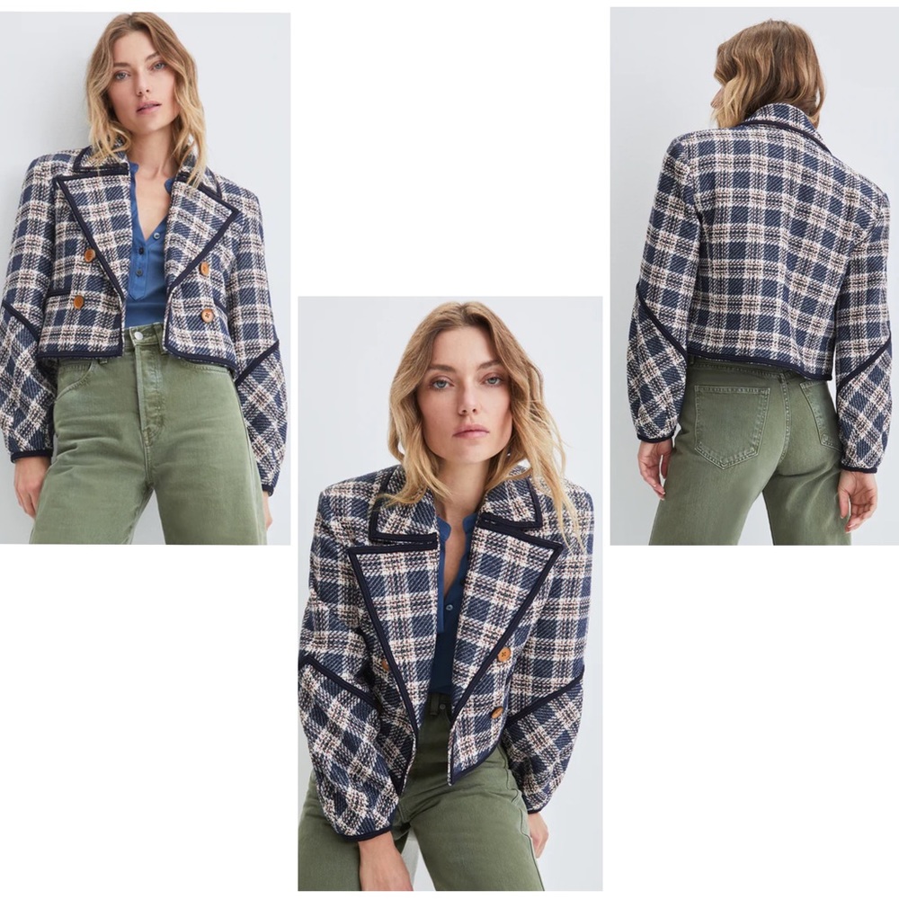Veronica Beard Aise Plaid Jacket in Ink Multi Size 00
